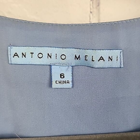 Antonio Melani Blue Silk Faux Wrap Frilly Layered Flutter Dress – Wedding Guest - Picture 3 of 14